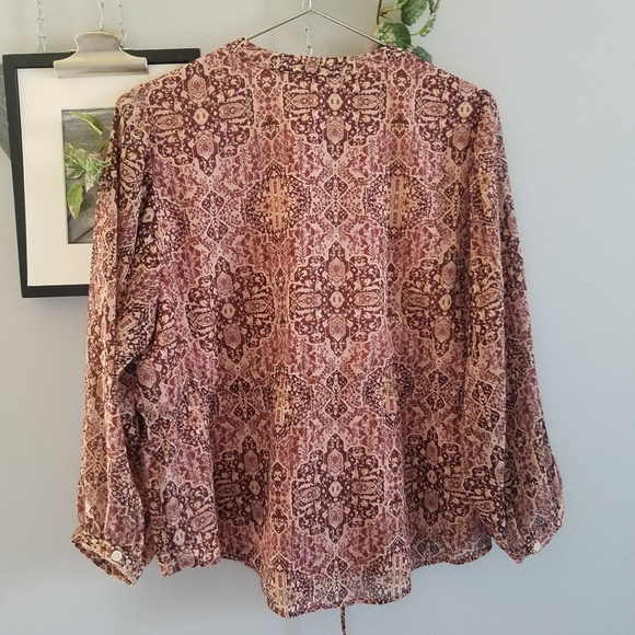 Madewell 3/4 Drawstring Kaleidoscope Print Top S - Picture 6 of 12